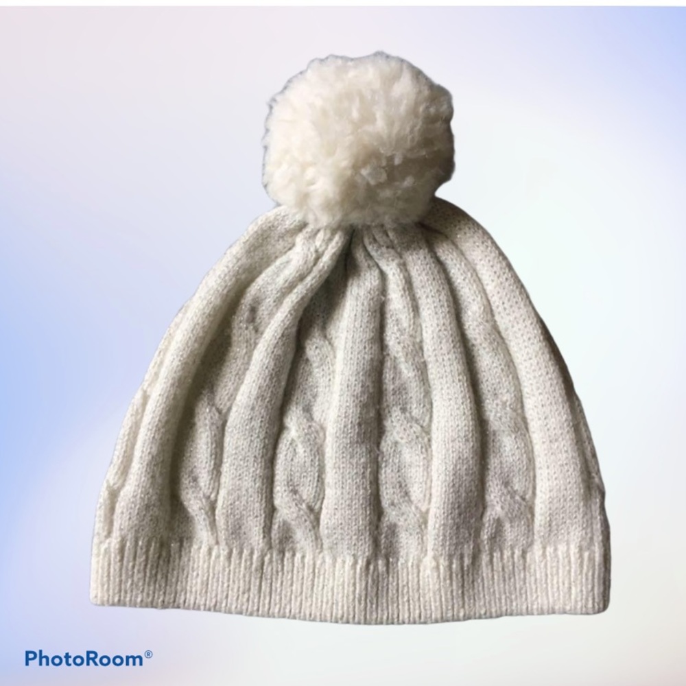 Gymboree Girls White Toque Hat with Pompom